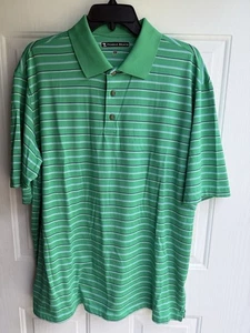 Mens Pebble Beach Performance Golf Polo Shirt Short Sleeve Green Stripe Size XL - Picture 1 of 3