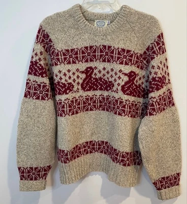 Suéter de Lana Rojo Tostado Nuevo Sin Etiquetas Patrick James Su Colección Clásica M Fair Isle Foto 1 de 4