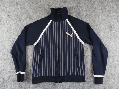 Chaqueta Puma De Colección Para Hombre SE ADAPTA Pequeña Azul Blanco Rayas Cremallera Completa Delgada Pista Años 90 Foto 1 de 4