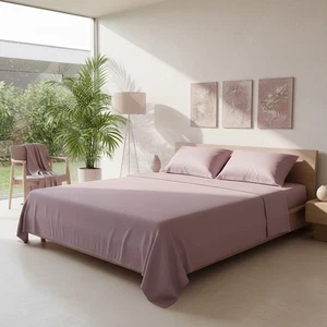 Completo letto matrimoniale cotone malva rosa - Imagen 1 de 5