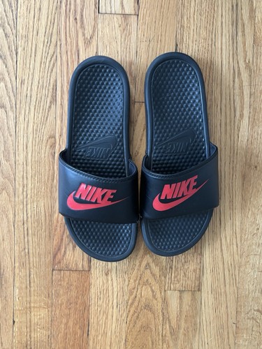 Sandali Nike Uomo Benassi JDI Slip On Slide Nero Rosso Taglia 10 USATI