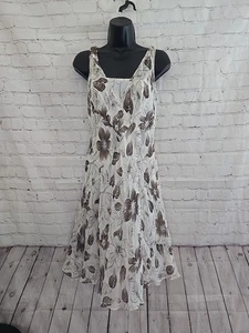 Vtg Y2k LOFT Sz 2 Silk Floral Flapper Dress Whimsygoth FairyGrunge Romantic Fem - Picture 1 of 8