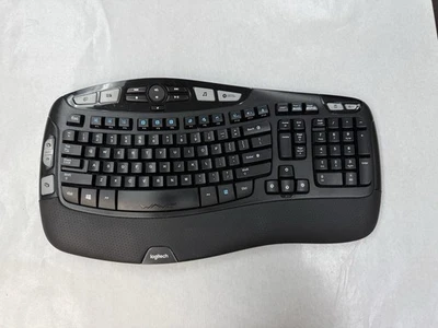 Logitech K350 Teclado Inalámbrico Ergonómico Onda Negra SIN USB Dongle Receptor Foto 1 de 4