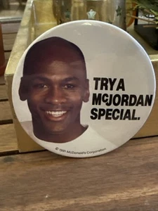 Rare Michael Jordan 1991 McDonald's McJordan Employee Button Chicago Area Only! - Picture 1 of 4
