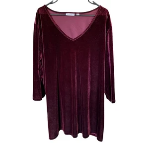 Susan Graver Tunic Top Women's Burgundy Velvet 3XL Whimsigoth DarkFairy Romantic - Picture 1 of 8