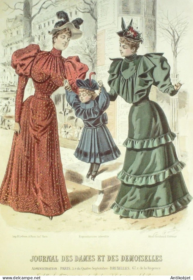 Gravure Mode J.Dames & Demoiselles 1884 # 2845 (Old Fashion plate) - Photo 1/1