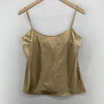 Camiseta sin mangas ELIE TAHARI S satinada cuello redondo correa de espagueti cami lencería dorada Foto 1 de 4