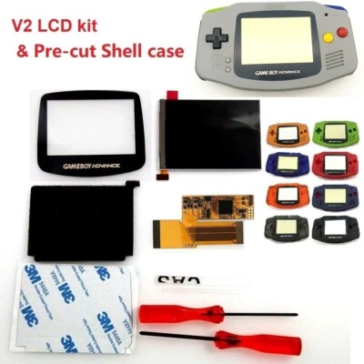 V2 IPS Backlight Backlit LCD For Game Boy Advance GBA and Pre-cut Shell Case - Image 1 of 4
