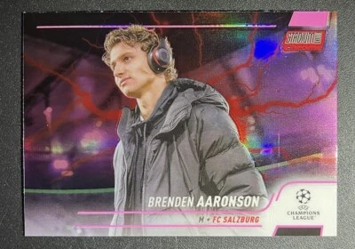 2022 Topps Stadium Club Chrome Brenden Aaronson Pink/Red Electric Charge SP - Image 1 of 2