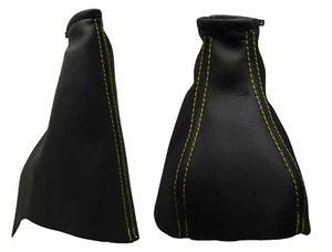 Gelb Faden Echtleder Schaltsack und Handbremsmanschett Für OPEL ASTRA G 98-04 - Bild 1 von 1