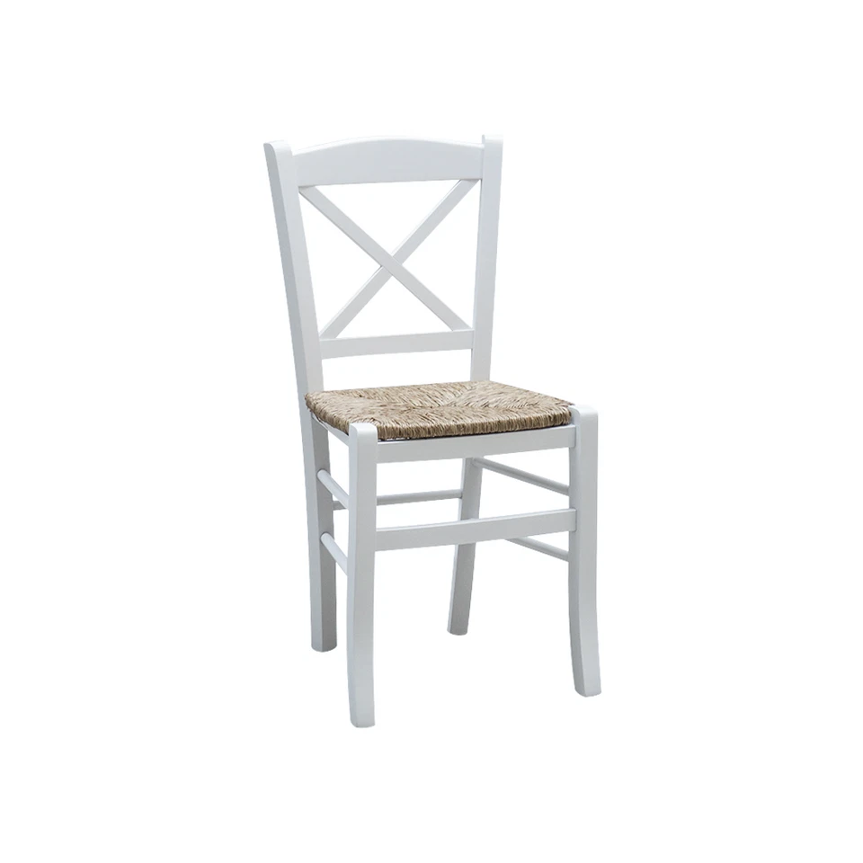 SEDIA CUCINA IN LEGNO, BIANCO, SEDUTA PAGLIA, + AQUISTI - SPENDI - Immagine 1 di 1