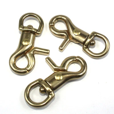 Solid Brass Snap Hook Clasps Bag Wallet Swivel Eye Snap Trigger Hooks - Image 1 of 4