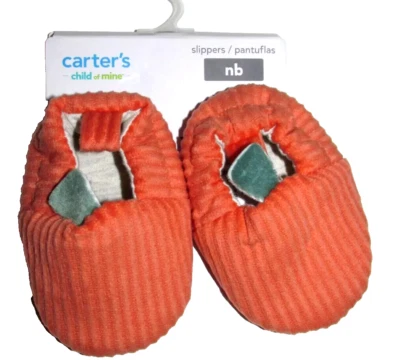 Carters Child Of Mine Newborn Falloween Pumpkin Slippers Orange - Image 1 of 4