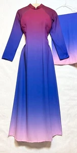 Ao Dai BT-927 Bộ Lụa Hồng Ngọc Thái Tuấn Loang Mịn Mềm Rủ Size XL 🌸 Ombre - Picture 1 of 3