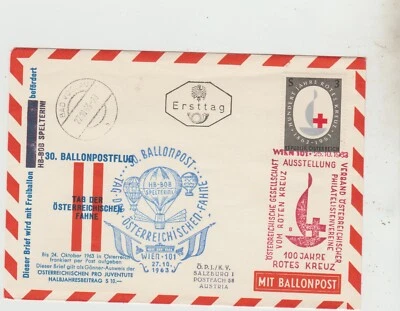 Austria 1963  '63 Red Cross FDC Balloon Posted 27/10/63    good condition - Image 1 of 2