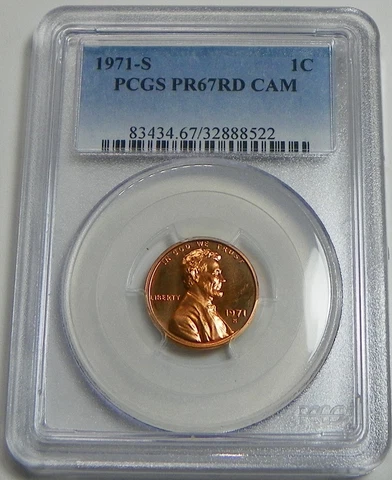 1971-S Proof Lincoln Cent Penny PCGS PR67RD CAM Cover