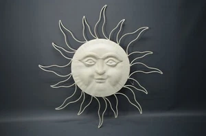 Decoración De Pared Sol De Metal Cuadro Colgante De Pared 70 Cm Blanco - Imagen 1 de 5