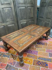 Rustic Farmhouse Chai Table, Antique Takht Coffee Table, Spanish, Ranch Country