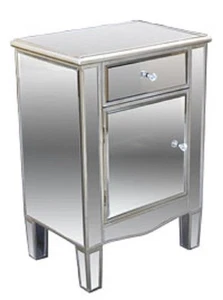 FRENCH STYLE MIRRORED BEDSIDE TABLE - LAST ONE ONLY ONE LEFT - 54X36.5X77 CM - Picture 1 of 9