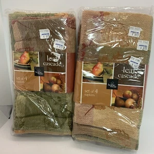 2 Sets Of 4 Napkins Home Wear Leaf Cascade Pattern Fall Brown - Picture 1 of 4
