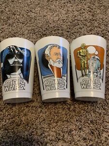 Vintage 1977 Star Wars Movie 3 plastic Cups Coca Cola promo Koolee