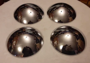 Vintage 9 1/2 Inch Chrome Baby Moon Caps - Picture 1 of 5