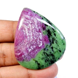 Green Red Ruby Zoisite Gemstone Pear Shape Natural Sparkle Cabochon 111Ct #10838 - Picture 1 of 8