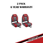 DeckMate High Back Folding Bass Boat Seat Red and Charcoal 2-pack 
