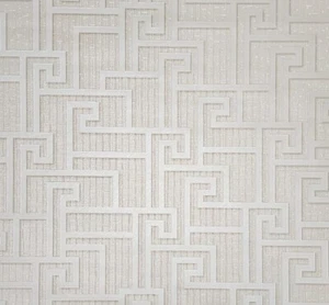 96236-4 Versace Beige Tan cream small Greek Key lines textured Wallpaper roll 3D - Picture 1 of 16