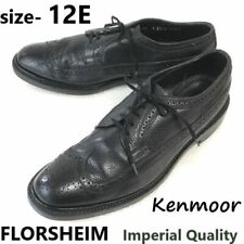 1970s or 1980s vintage Florsheim Imperial Kenmoor Long WingTip BLACK Leather 12E
