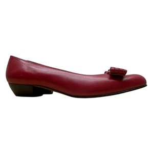 Salvatore Ferragamo Damen rot Leder niedriger Absatz Gold Vara Schleife Ballerinas Gr. 9,5-neu - Bild 1 von 9