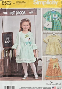 GIRL'S Boutique DRESSES & PURSES Sz 3 - 8 Simplicity 8522 by Ruby Jean's Closet - Picture 1 of 2