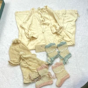 1930's Antique Vanta Baby Gown Booties Hats Gift Box w/ Box VTG Infant Gown NIB - Picture 1 of 16