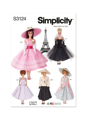 SIMPLICITY 3124 DOLLS CLOTHES Simplicity Sewing Pattern Sizes 11.5" 29 CMS - Image 1 of 4