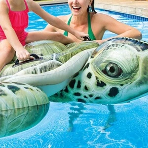 Realistische Meeresschildkröte aufblasbarer Poolschwimmer: Tierpoolspielzeug für Kinder - strapazierfähig - Bild 1 von 5
