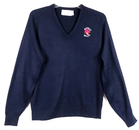Vintage Buffalo Bills Embroidered V Neck Sweater NFL Football Made USA Mens L Cover