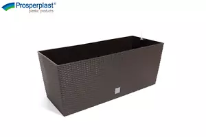 Vaso per piante rettangolare moderno fioriere da giardino in rattan da interno esterno umbra - Foto 1 di 12