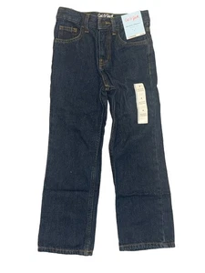 Cat And Jack Boys Relaxed Dark Denim Straight Jeans With Adjustable Waist NWT - Picture 1 of 3