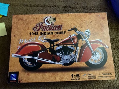 Vintage New Ray 1948 Indian Chief Motorcycle 1:6 Scale Diecast Model Kit NIB - Image 1 of 2