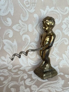 Vintage Bruxelles Boy Novelty Brass Corkscrew Wine Bottle Opener - Bild 1 von 10
