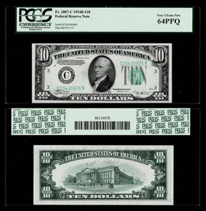 FR. 2007-C 1934-B $10 FRN FEDERAL RESERVE NOTE PHILADELPHIA,PCGS 64 PPQ - Picture 1 of 1