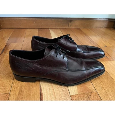 PRADA Men's Size 8 Oxford  Shoes Leather Italy Lace Up Brown - Image 1 of 4