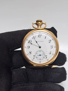 ANTIQUE AMERICAN WALTHAM POCKET WATCH 14k RIVERSIDE OPEN FACE - Picture 1 of 8