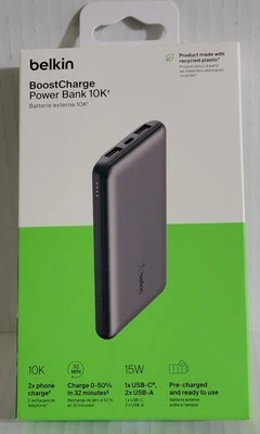 Belkin Boost Charge Portable Power Bank 10k 15w Black - BRAND NEW - Image 1 of 3