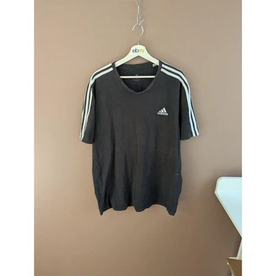 Adidas Shirt Mens 2XL Black 3-Stripes Athletic Training Performance Crewneck - image 1 of 4