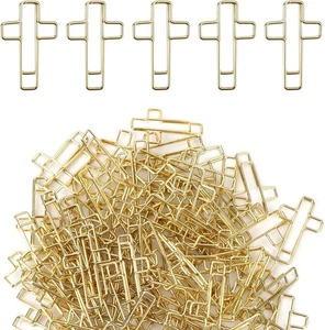 100 piezas clips de papel cruzados dorados a granel, clips de papel cristianos metal Biblia papel almeja - Imagen 1 de 2