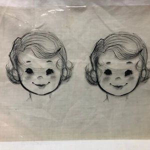Pieza de dibujo de arte transparente vintage cara de niña - Imagen 1 de 6