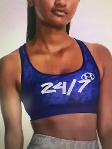 Under Armour 24/7 Medium Support Sports Bra Womens Size Small Blue White NWT - Picture 1 of 6