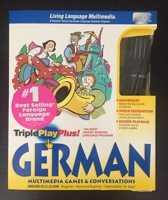  Living Language Multimedia TriplePlay Plus GERMAN/Book Microphone Windows CD RM - Image 1 of 4