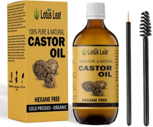 Lotus Leaf 200 ML Organic Castor Oil, Cold-Pressed,(Glass BOTTLE) Hexane Free, C - Picture 1 of 12